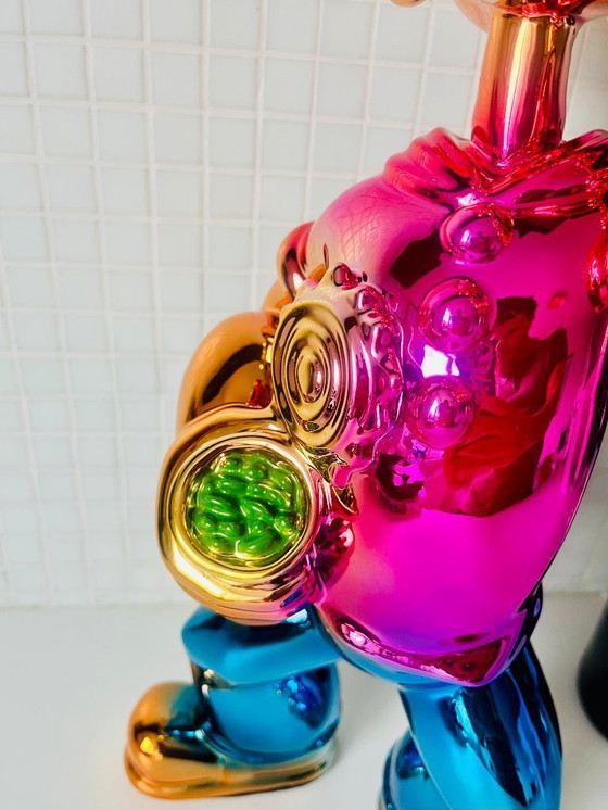 Image 1 of GRANDE SCULPTURE POPEYE POPART POP ART LUXE ARGENT Statue DESSIN ANIMÉ rose Monopoly XL