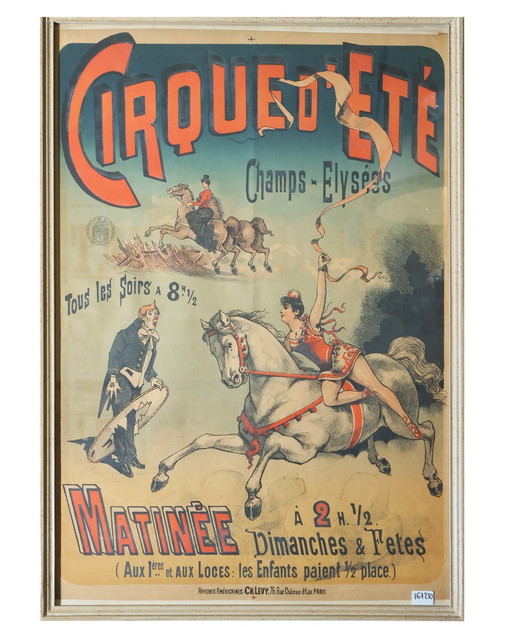 Charles Levy, Cirque d'Ete, Affiche originale encadrée, vers 1900