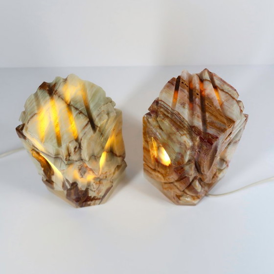 Coppia di lampade da comodino in onice – Paire de lampes de chevet en onyx, Lampade da tavolo, Stone (photo 8 of 12)