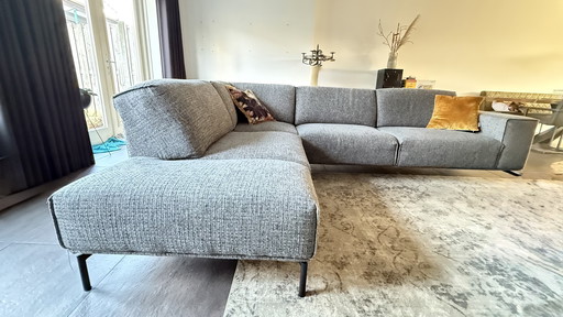 Designer-Ecksofa in anthrazitfarbenem, meliertem Farbton
