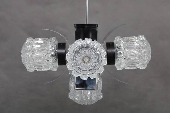 Image 1 of Lámpara de araña de cristal de la década de 1970, Checoslovaquia