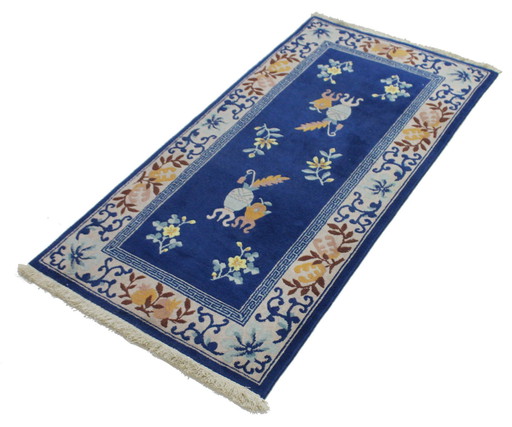 Original Handgeknüpfter Alte China Peking Art Modern 140 X 70 Cm 