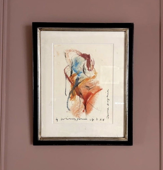 Image 1 of Set aus 2 signierten abstrakten Kunstwerken – Ausdrucksstarke moderne Kunst – Gerahmt