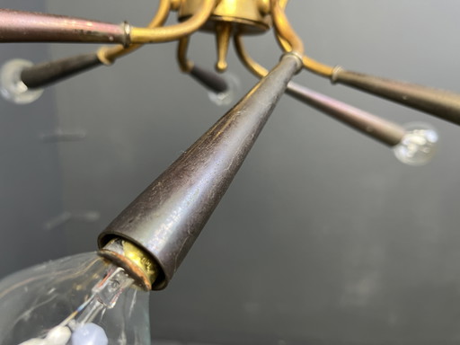 Mid century italian brass chandelier, 1960s