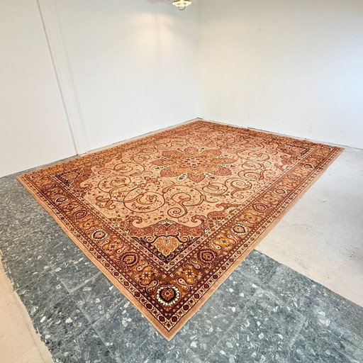 Großer Vintage-Teppich, braun/cremefarben