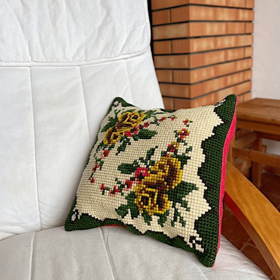 Vintage jaren 70 Portugese Arraiolos Geweven Kussenhoes – Kussentjes, Textile (photo 5 of 9)