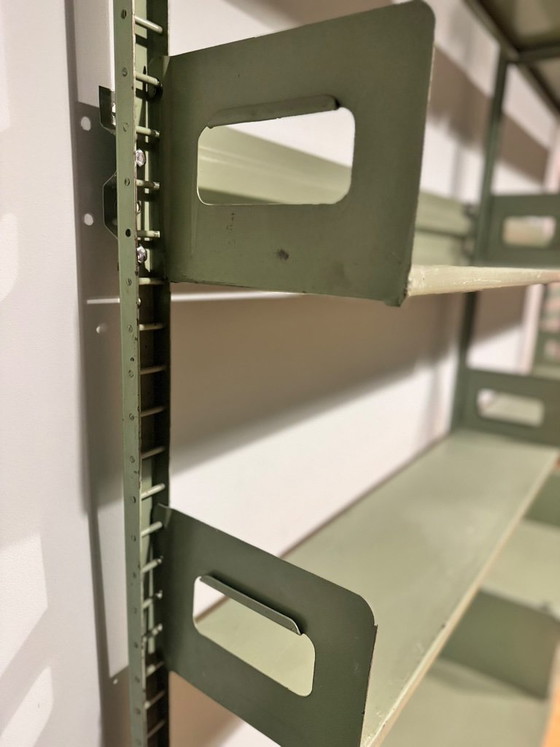 Lips Vago Congresso Midcentury Italian Vintage Shelving System 1960s, Bookcases, Metal, Green (photo 4 of 8)
