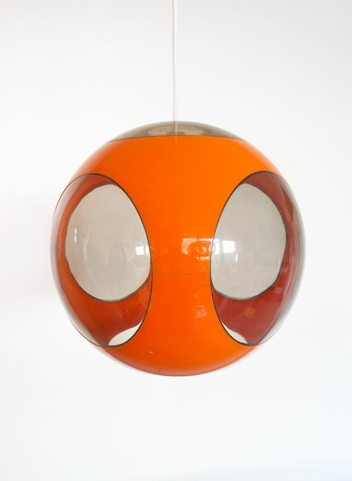 Suspension œil de mouche orange vintage années 70