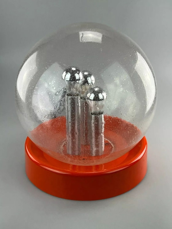 Image 1 of XXL 60s 70s ball lamp tafellamp space age design glas metaal