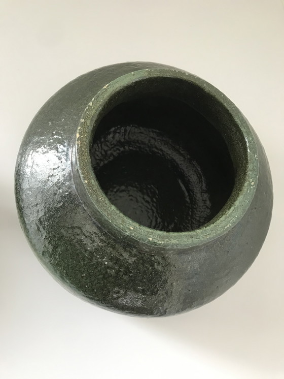 Image 1 of Pot en céramique fait main – émaillé vert foncé