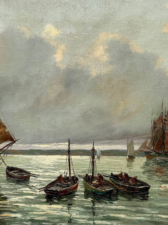 Albert Bern ( ) "Paesaggio marino". Impressionismo. – Dipinti e disegni, Canvas, Vintage (photo 4 of 8)