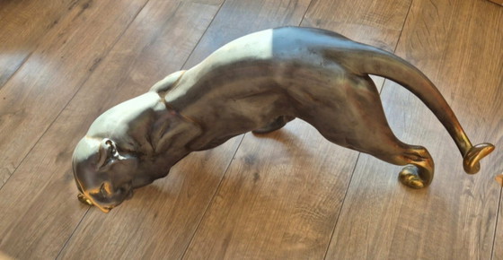 Art Deco panter sculptuur – Decoratieve objecten, Metaal (photo 23 of 24)