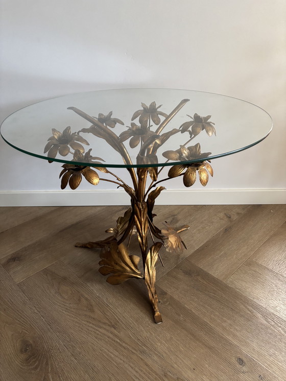 Image 1 of VINTAGE MESSING VERGULDE BIJZETTAFEL / SALONTAFEL HANS KÖGL