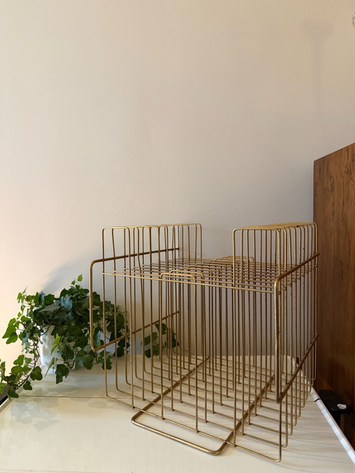 Estantería para discos vintage con forma de cubo Mid-Century