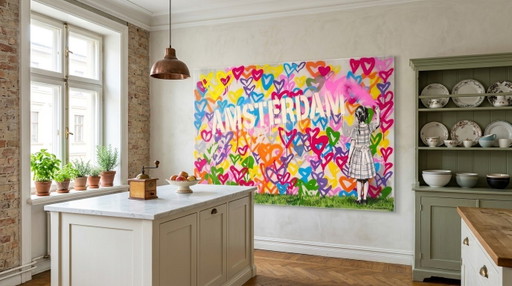 We Love Amsterdam & Need Love Pink – XXL kunstwerk van acrylglas 180 × 100 cm – giclee prints, Plexiglass (photo 2 of 6)