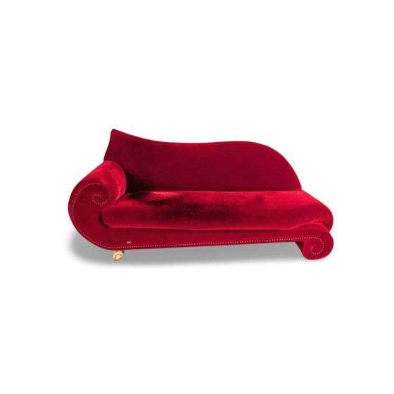 Image 1 of Sofá Bretz Gaudí original de diseño, chaise longue de terciopelo rojo