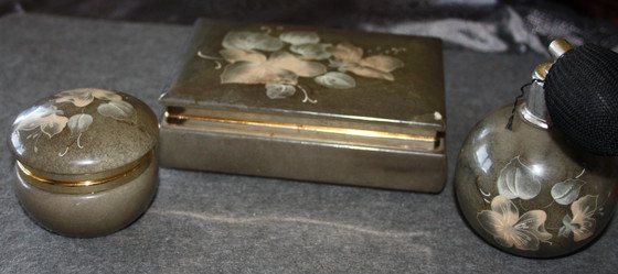 Image 1 of Vintage 1950s jewelry box set - genuine alabaster
