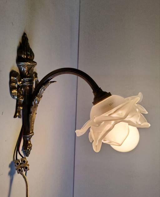 Aplique Art Nouveau en bronce y pasta de vidrio - principios del siglo XX