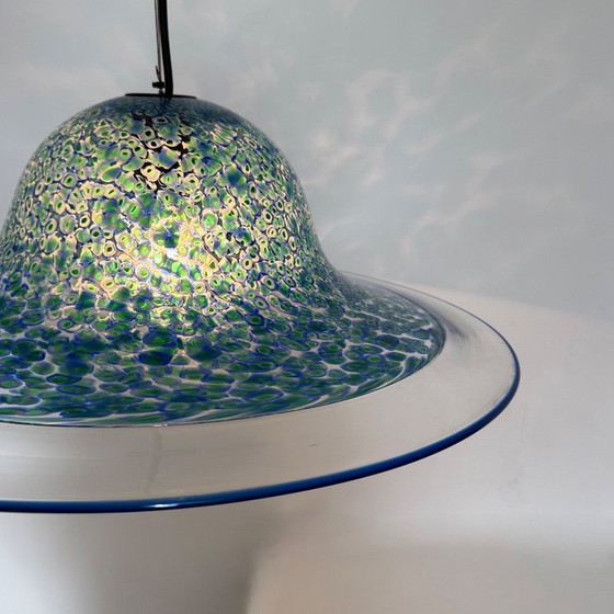 Image 1 of Lampada a sospensione in vetro di Murano blu Neverrino di Gae Aulenti per Vistosi Italia, anni '70