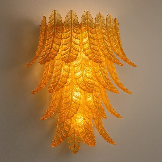 Image 1 of italian-contemporary-italian-amber-felci-murano-glass-wall-light-1379