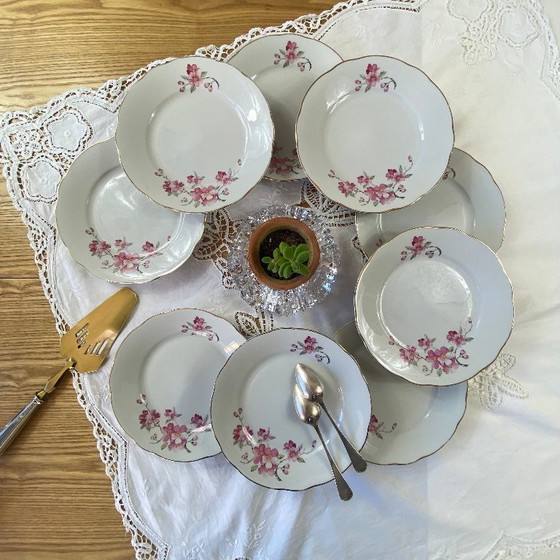 Image 1 of Royal Tognana Italy Antique Porcelain Dessert Plate Set of 9 Plates