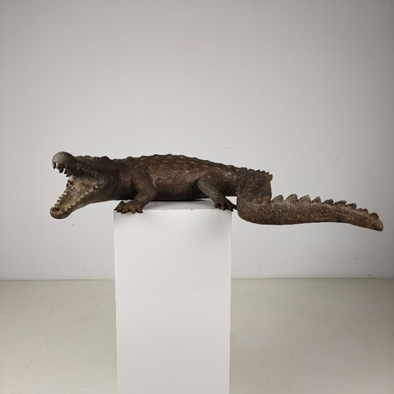 Image 1 of Monumental bronze crocodile sculpture from the 20th century