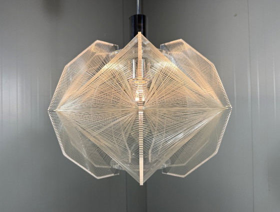 Paul Secon Swag Pendant lamp, Sompex 1960s, Plastic, Metal, Transparent, Mid Century Modern (photo 12 of 14)