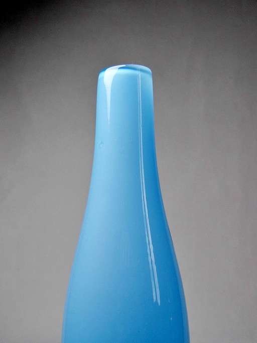 Vase Bottle Soliflore Murano Blue Shaded Sommerso Style