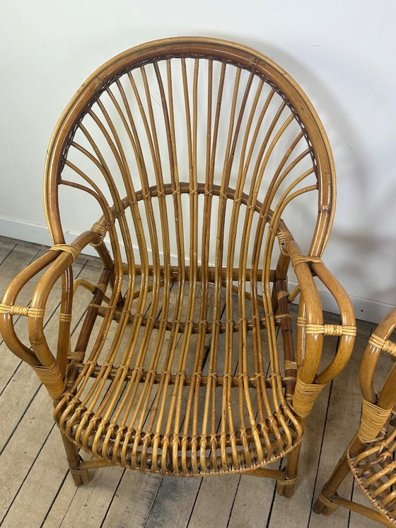 Vintage 1960 Rattan and Bamboo Armchairs (Pair) – Side chairs (photo 5 of 13)