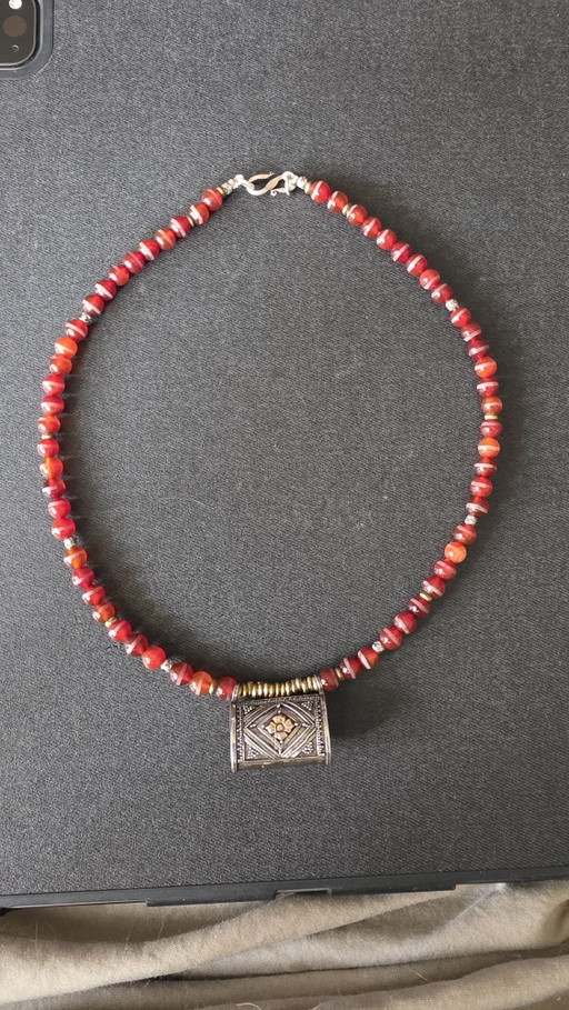 Traditional ethnic carnelian/silver necklace