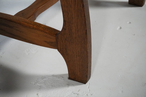 Image 1 of Set di 10 sedie brutaliste "Razor" in rovere con seduta in giunco, Paesi Bassi, anni '70