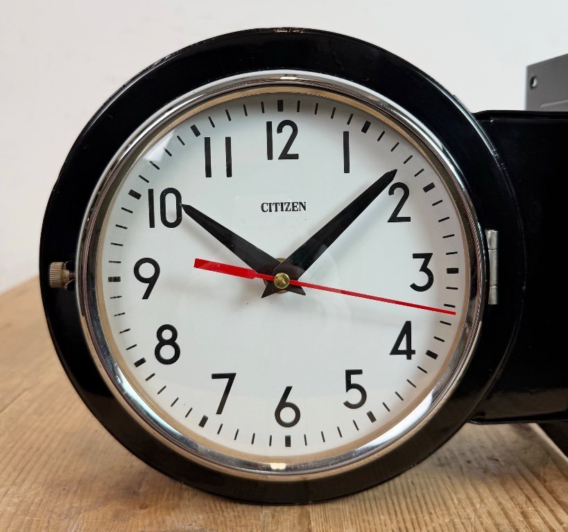 Vintage Black Citizen Double-Sided Ship Wall Clock, 1980s | €699