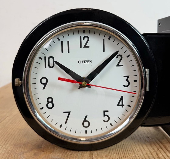Image 1 of Vintage zwarte Citizen dubbelzijdige scheepswandklok, jaren 80