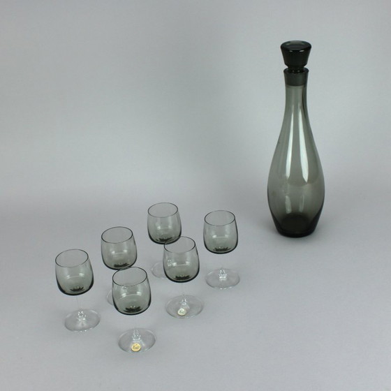 Image 1 of Aloys Ferdinant Ganghofner - smoked glass service "Cora" - Peill - Germany - 43 pieces - 1950s