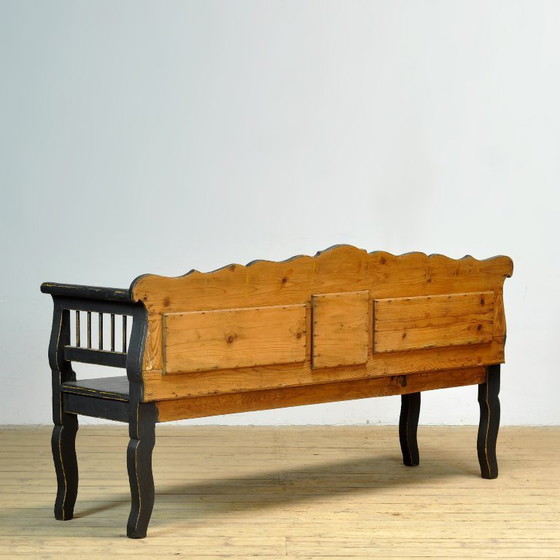 Image 1 of Antieke grenen bank, jaren 1900