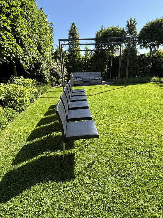 Image 1 of 6x (Set) Walter Knoll Jason Lite Stuhl Schwarz Leder