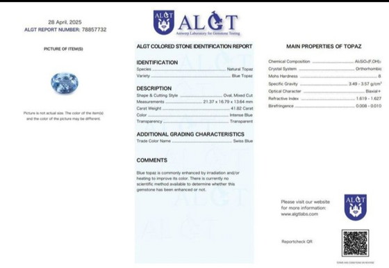 Image 1 of Topaz 41.82 Carat With Certificate