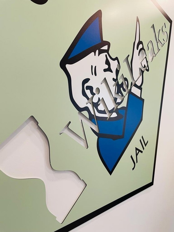 Image 1 of HARISSART – Monopoly, ab ins Gefängnis Wikileaks – Aluminium-Siebdruck