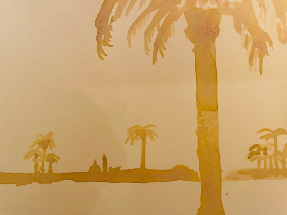 Image 1 of Dipinto ad acquerello di un paesaggio egiziano, "Alba sul Nilo"