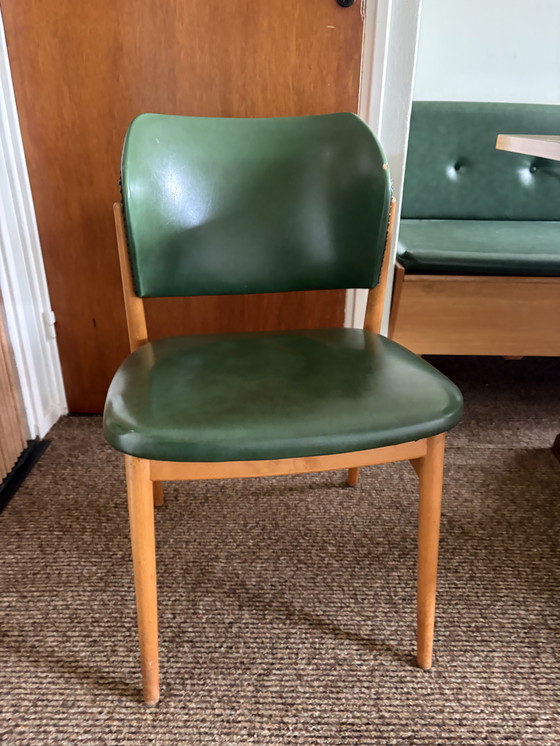 Image 1 of Retro vintage duitse hoekbank met kaarttafel, stoelen en krukjes