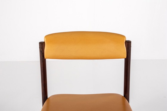 Image 1 of Set of 6 Danish Mid-Century Rosewood Dining Chairs with Yellow Skai, 1960s