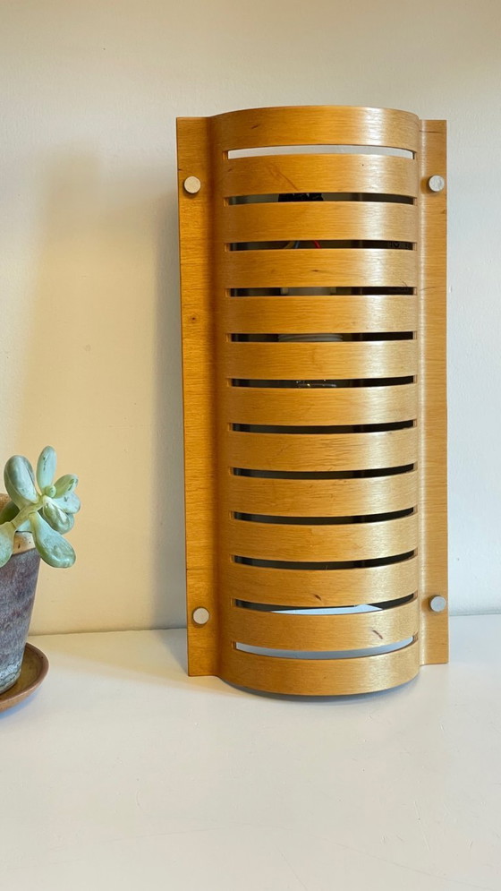 Image 1 of Ikea VINTAGE FOLDED WOOD AND STEEL WALL LAMP