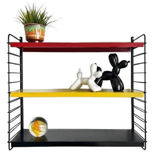 Vintage Mid-Century Modern Modulair Wandrek Metaal Geel Zwart Rood 1950's – Tomado, Metal