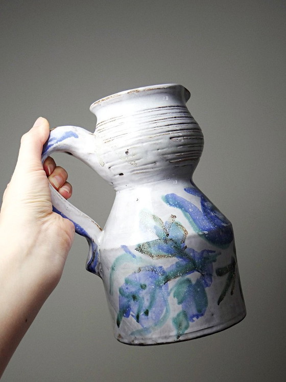 Image 1 of Glazed stoneware pitcher from Vallauris, 1970s, Boris Kasianoff, Albert Thiry, Le Mûrier Era