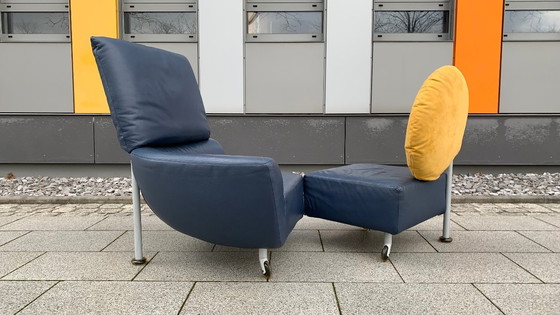 Image 1 of Divano/seduta di design CASSINA in pelle Topkapi blu/grigio - giallo