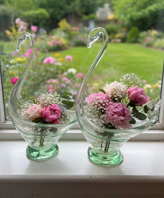 Image 1 of Rara coppia di grandi ciotole a forma di cigno di Chribská – Josef Hospodka – circa 32 cm – 1965