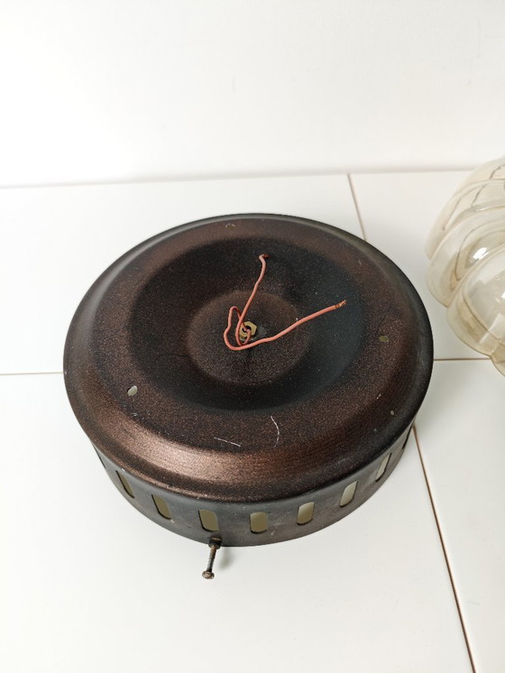 Image 1 of XXL Vintage Clear Glass Ceiling Light / Mid Century Modern Sconce / Flush Mount Wall Lamp / Hand Blown Glass / Yugoslavia / 1970