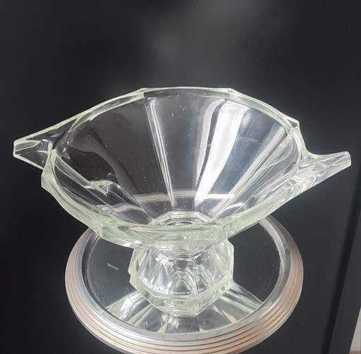 Coupe en verre épais gravée Slovakia Style Art Déco