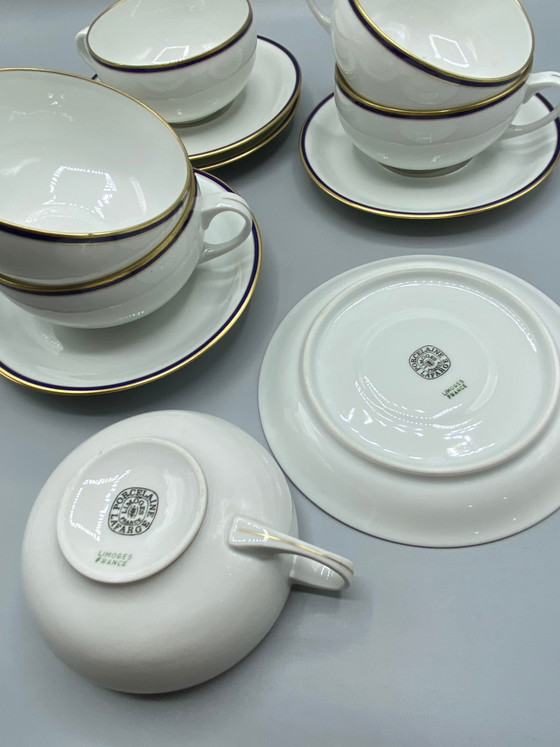 6 Limoges porcelain tea cups and 6 saucers, cobalt and gold – Decorative Objects, Mid Century Modern (photo 3 of 3)