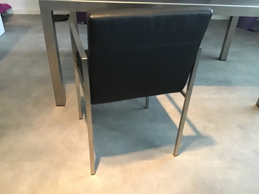 4x chair Cobra Avanti, stainless steel, black leather